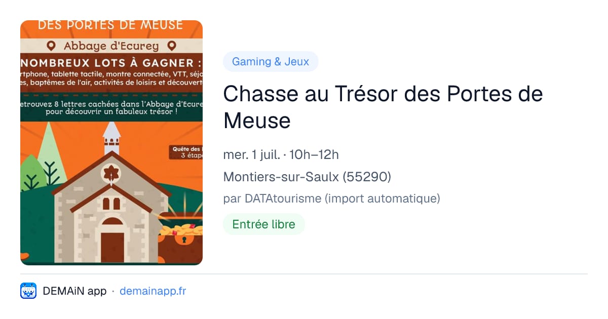Chasse au Trésor des Portes de Meuse — Montiers-sur-Saulx
