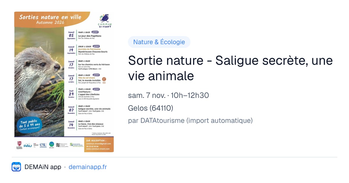 Sortie nature - Saligue secrète, une vie animale — Gelos