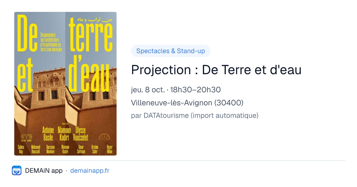 Projection : De Terre et d'eau — Villeneuve-lès-Avignon