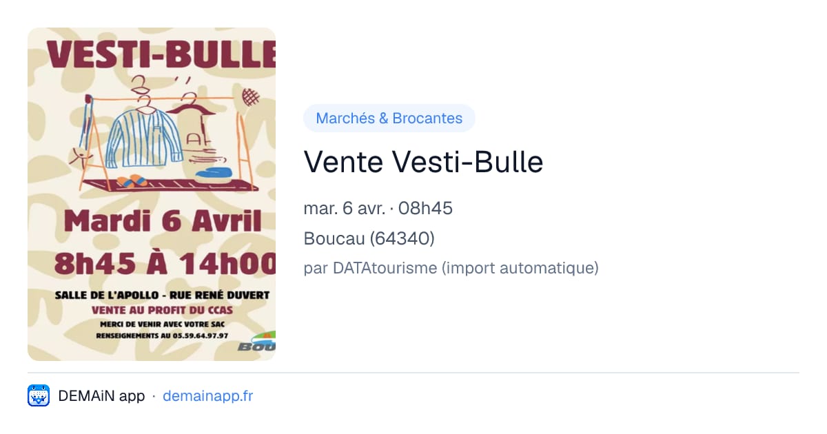Vente Vesti-Bulle — Boucau
