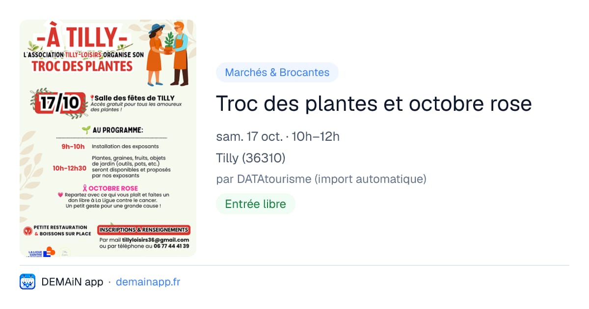 Troc des plantes et octobre rose — Tilly