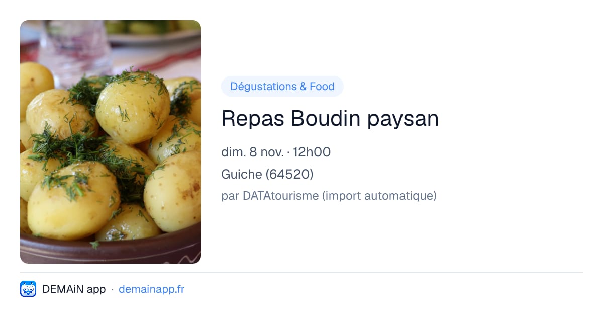 Repas Boudin paysan — Guiche