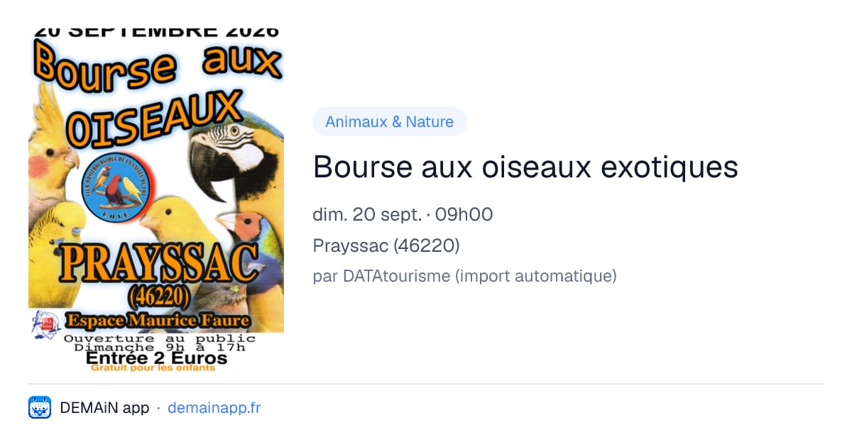 Bourse aux oiseaux exotiques — Prayssac
