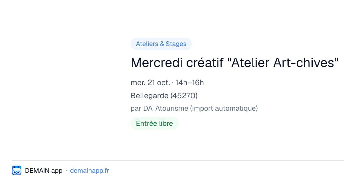 Mercredi créatif "Atelier Art-chives" — Bellegarde