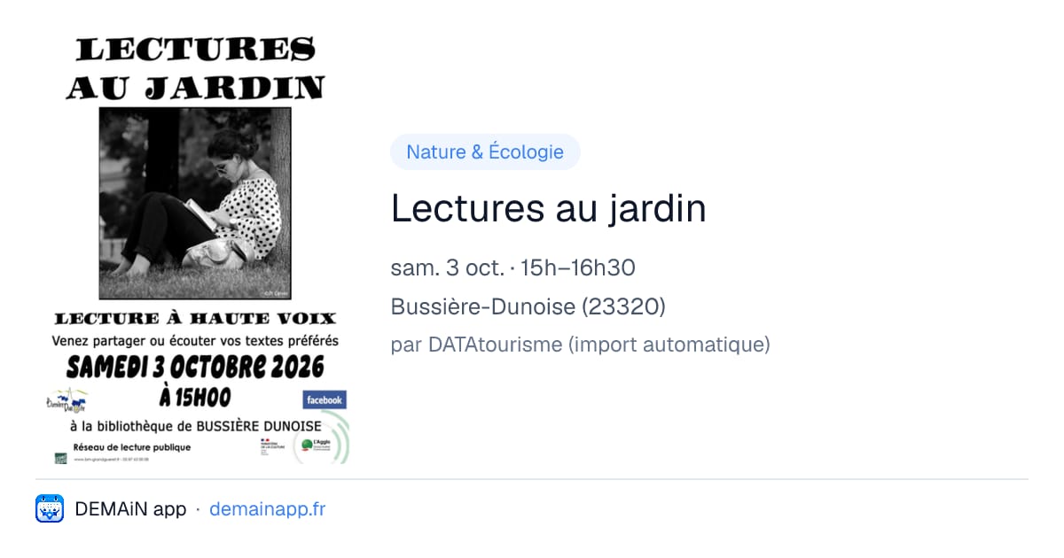 Lectures au jardin — Bussière-Dunoise