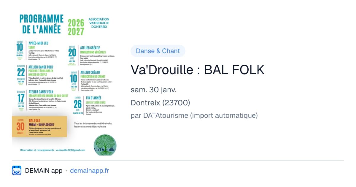 Va'Drouille : BAL FOLK — Dontreix