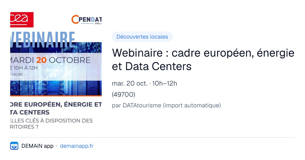Webinaire : cadre européen, énergie et Data Centers