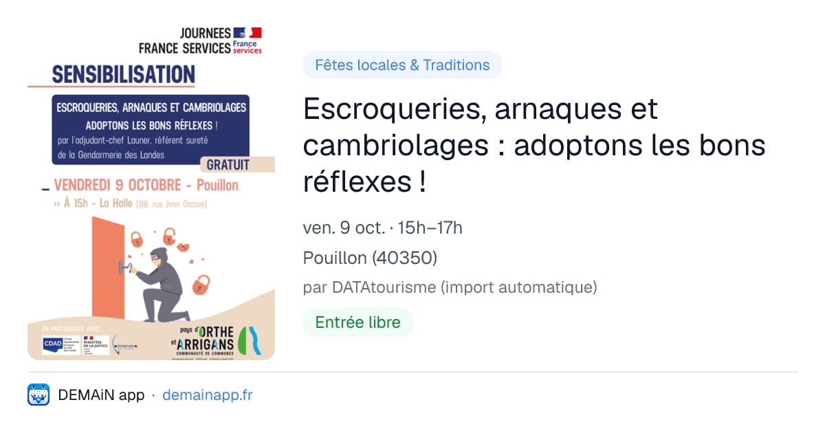 Escroqueries, arnaques et cambriolages : adoptons les bons réflexes ! — Pouillon