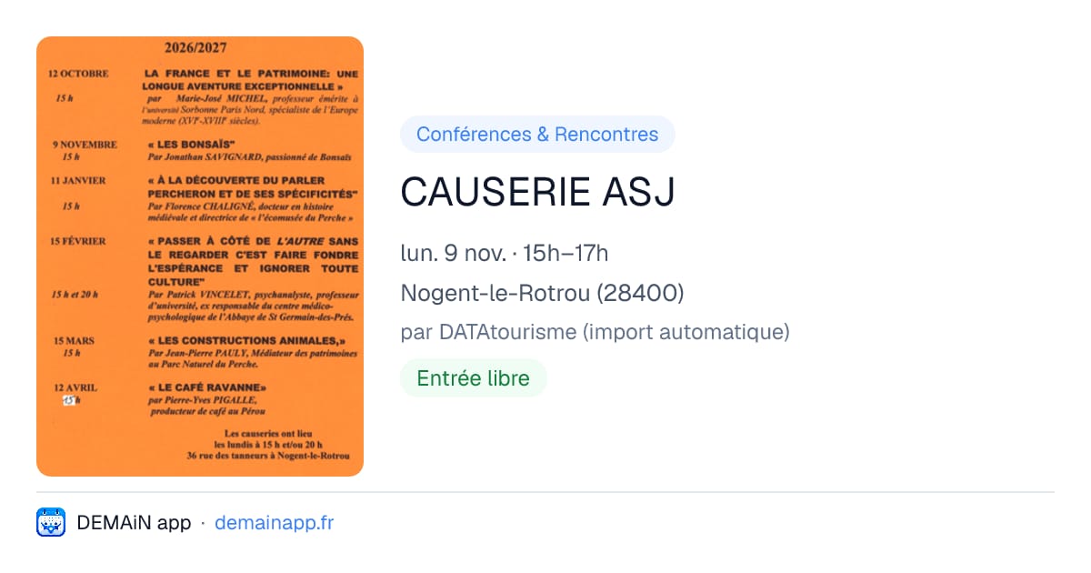 CAUSERIE ASJ — Nogent-le-Rotrou