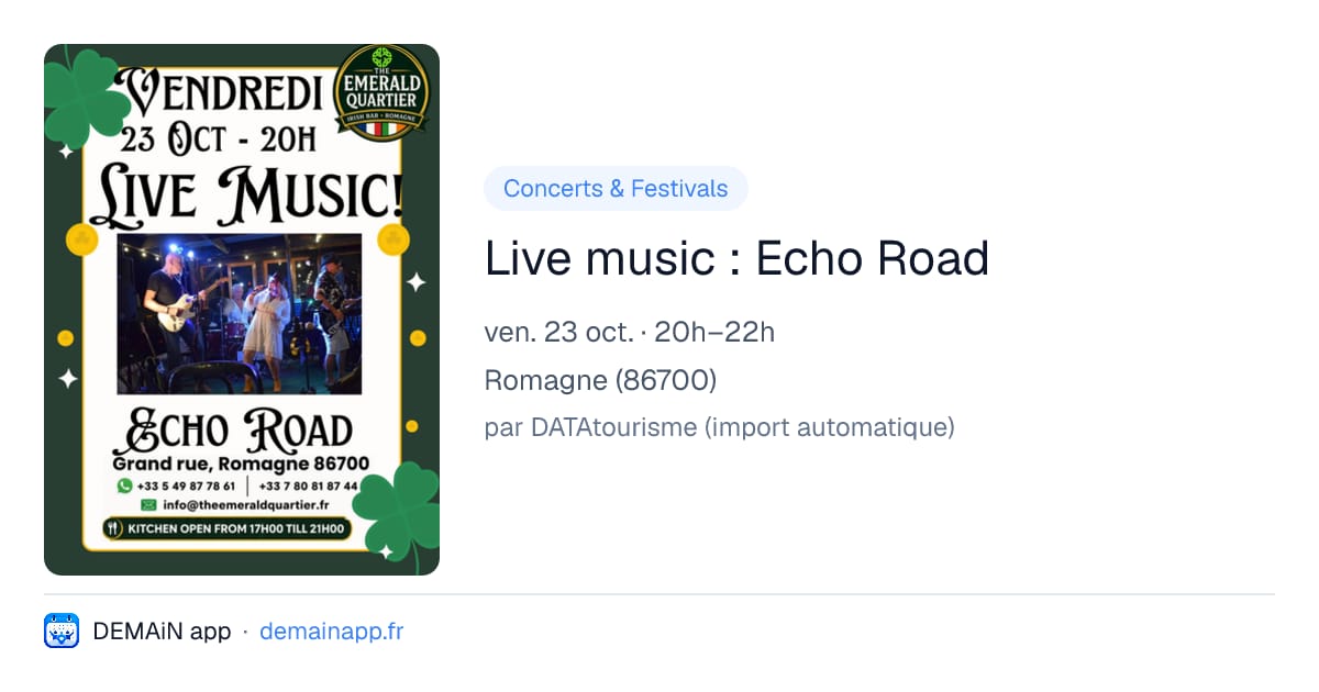 Live music : Echo Road — Romagne