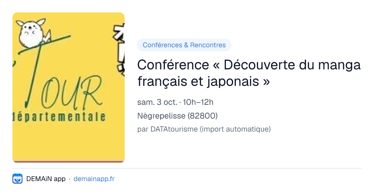 Conférence « Découverte du manga français et japonais » — Nègrepelisse