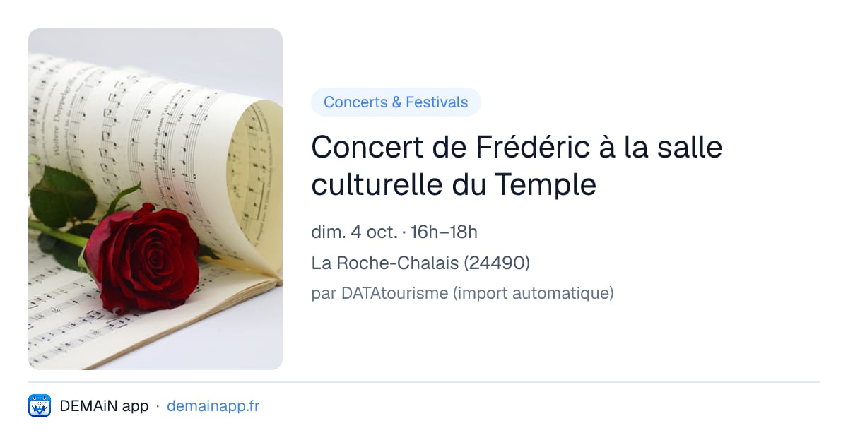 Concert de Frédéric à la salle culturelle du Temple — La Roche-Chalais