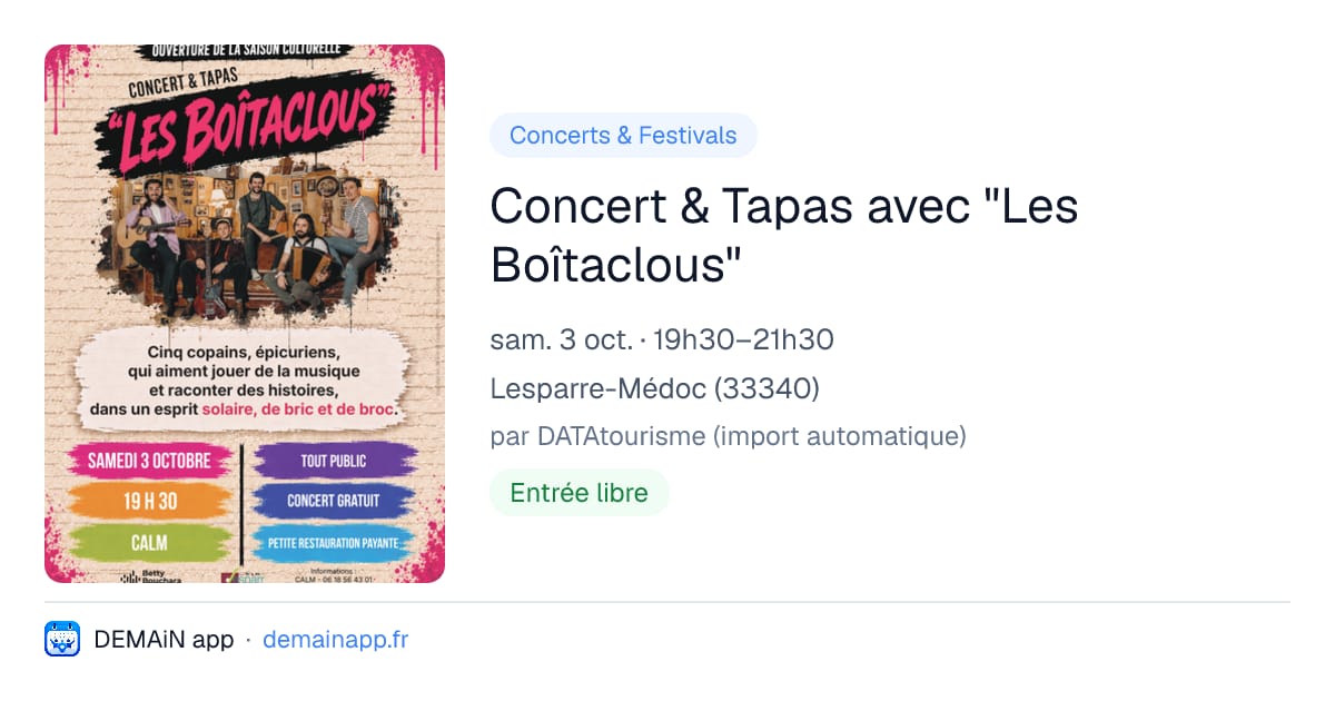 Concert & Tapas avec "Les Boîtaclous" — Lesparre-Médoc