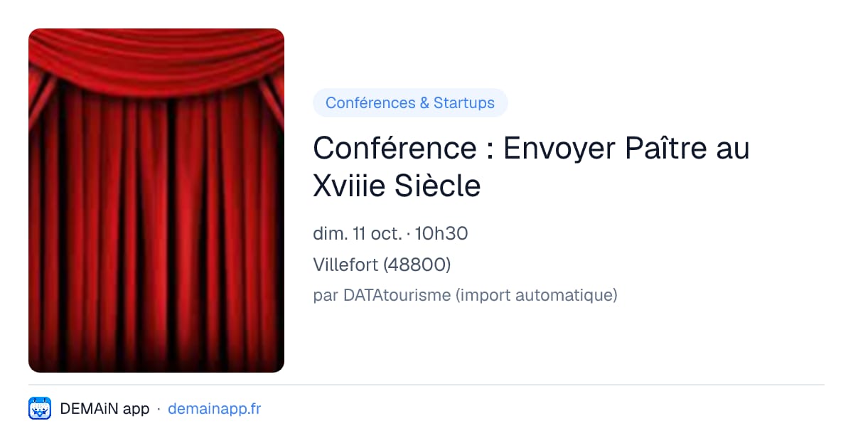 Conférence : Envoyer Paître au Xviiie Siècle — Villefort