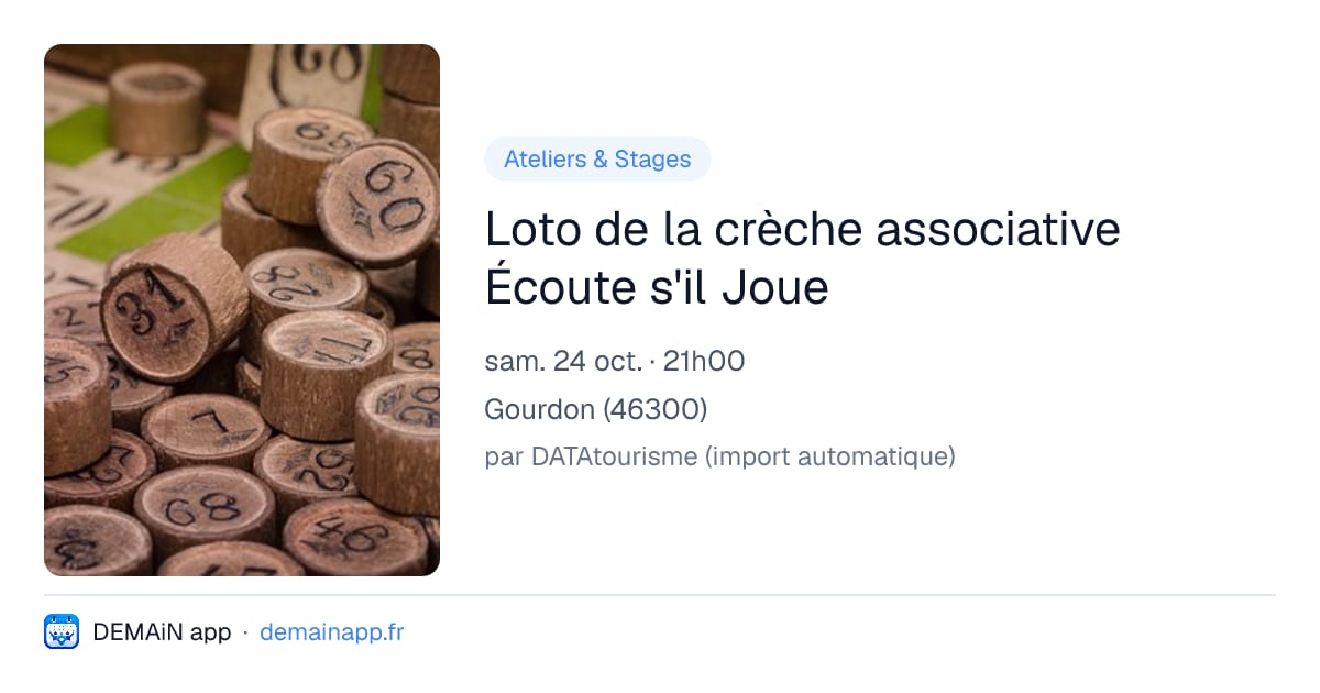 Loto de la crèche associative Écoute s'il Joue — Gourdon