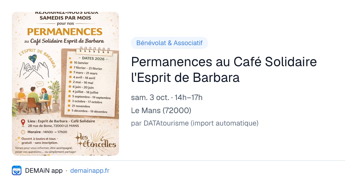 Permanences au Café Solidaire l'Esprit de Barbara — Le Mans