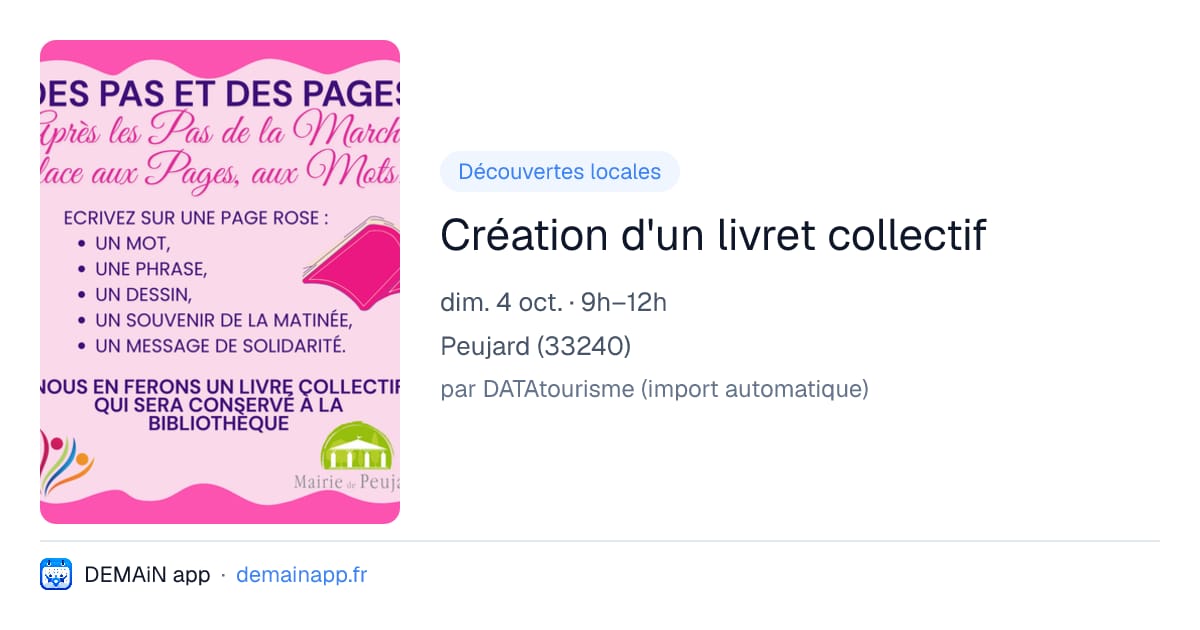 Création d'un livret collectif — Peujard