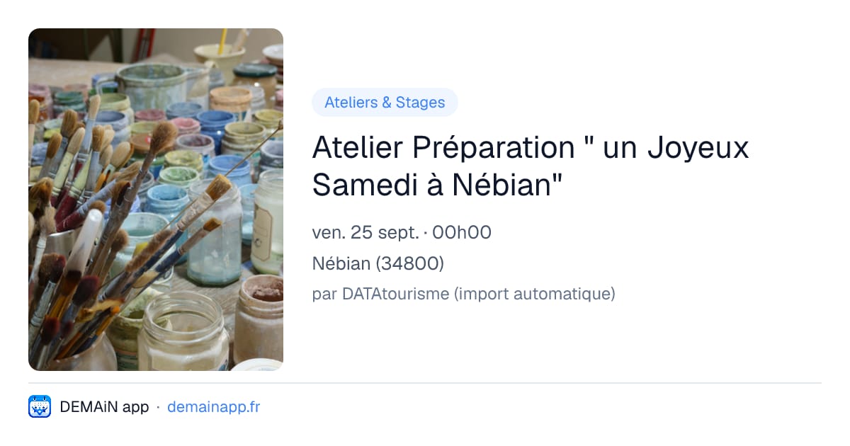 Atelier Préparation " un Joyeux Samedi à Nébian" — Nébian