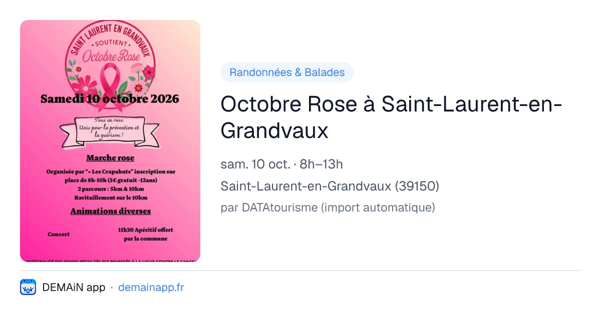 Octobre Rose à Saint-Laurent-en-Grandvaux — Saint-Laurent-en-Grandvaux