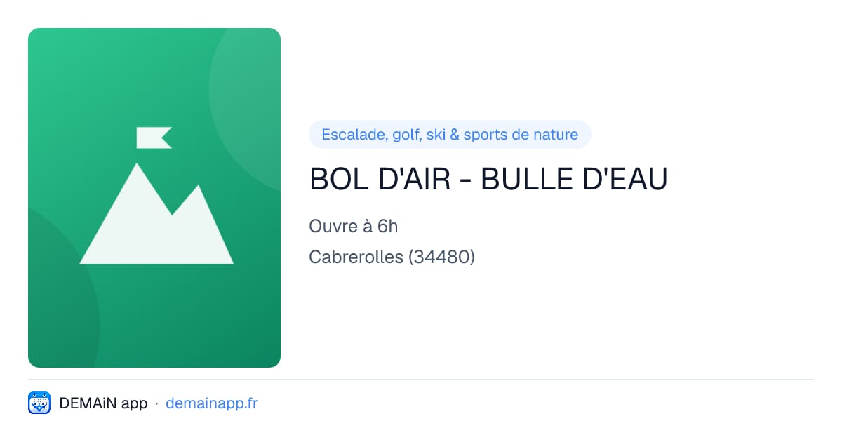BOL D'AIR - BULLE D'EAU — Cabrerolles