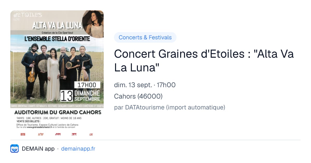 Concert Graines d'Etoiles : "Alta Va La Luna" — Cahors