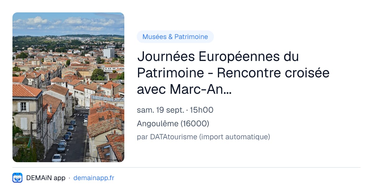 Journées Européennes du Patrimoine - Rencontre croisée avec Marc-Antoine Mathieu, Jean Dytar, Danicollaterale — Angoulême