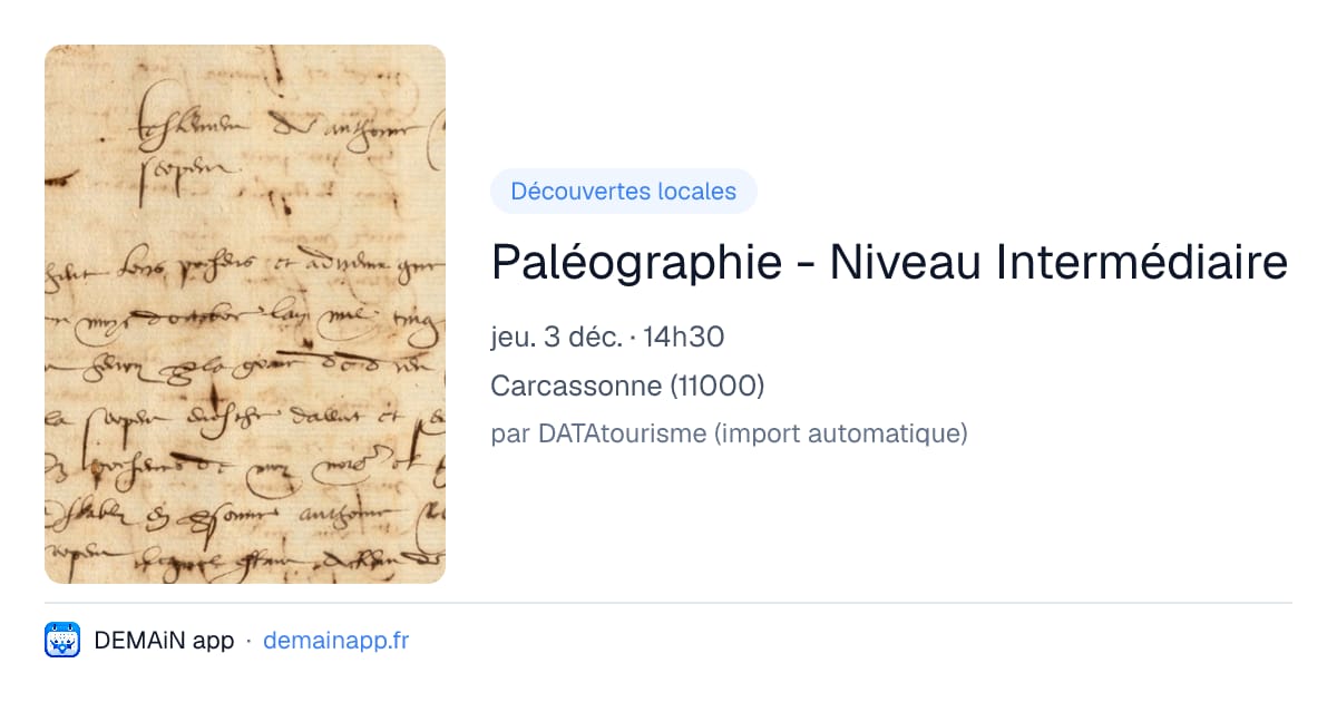 Paléographie - Niveau Intermédiaire — Carcassonne