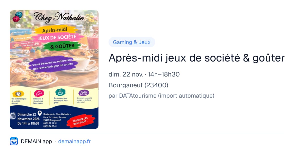 Après-midi jeux de société & goûter — Bourganeuf