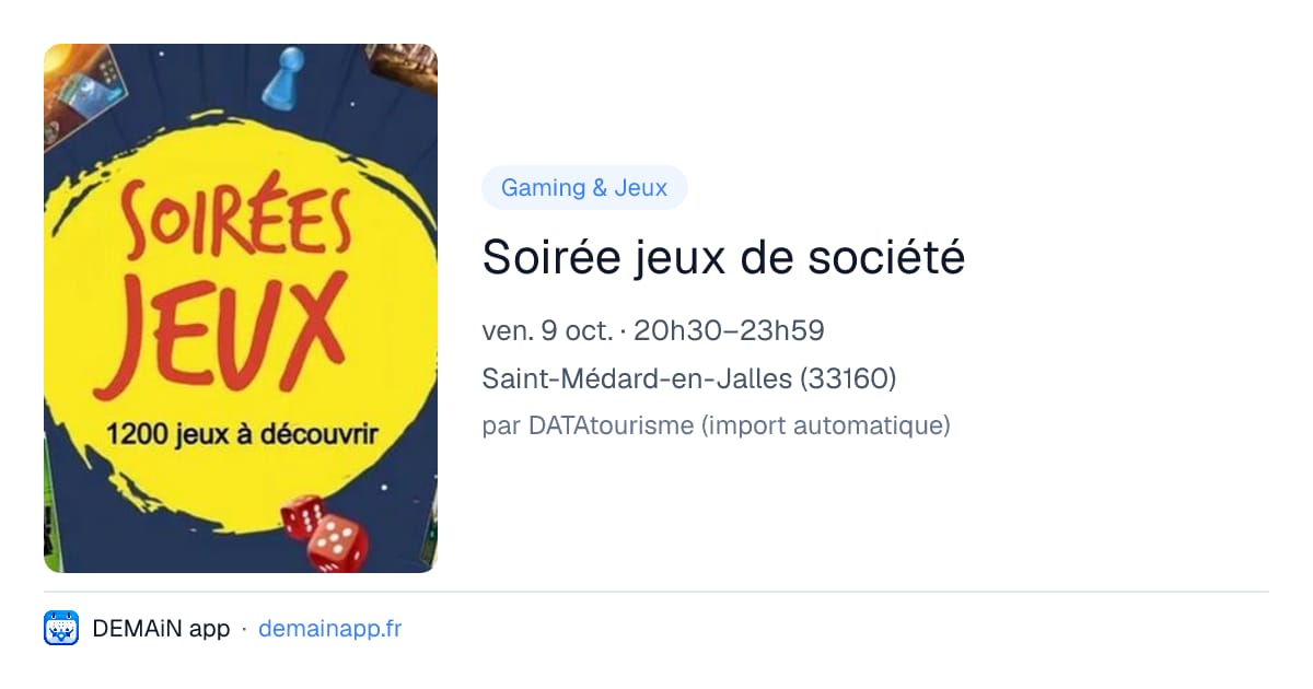 Soirée jeux de société — Saint-Médard-en-Jalles