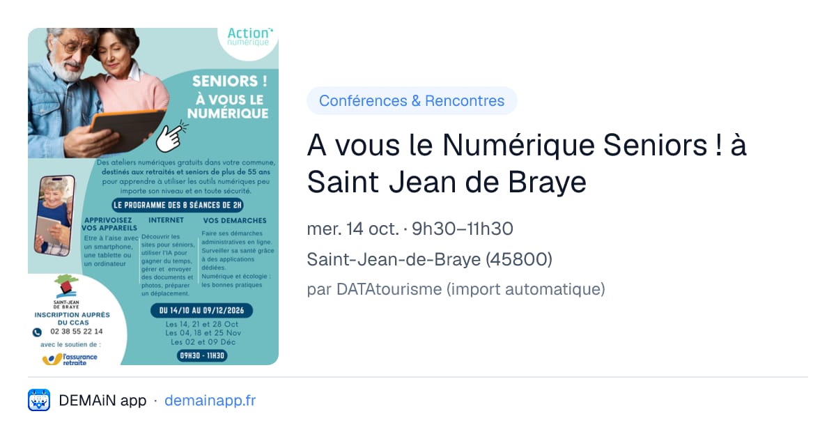A vous le Numérique Seniors ! à Saint Jean de Braye — Saint-Jean-de-Braye