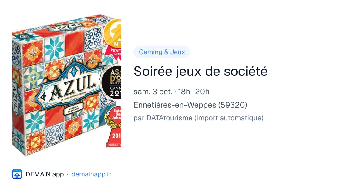 Soirée jeux de société — Ennetières-en-Weppes