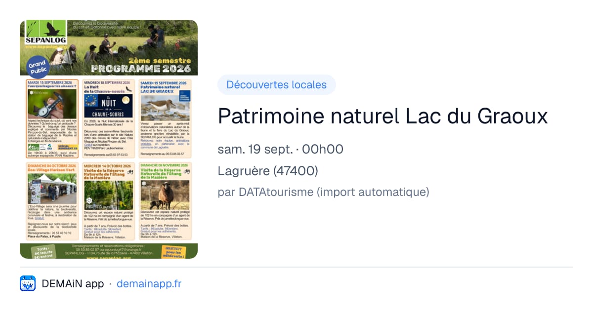 Patrimoine naturel Lac du Graoux — Lagruère