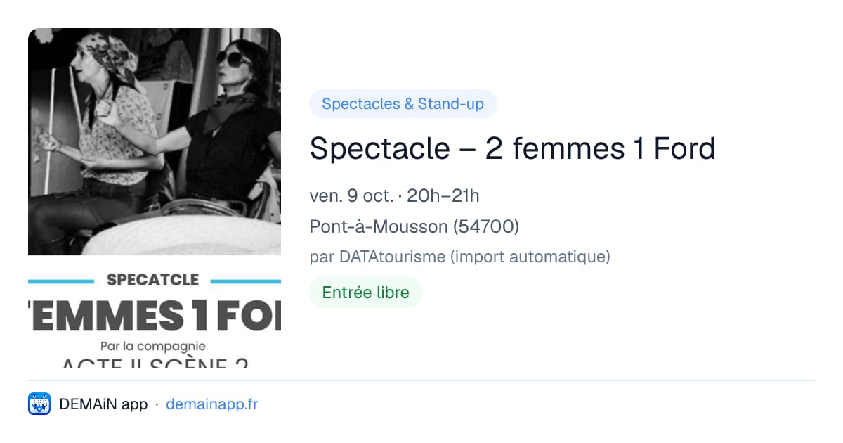 Spectacle – 2 femmes 1 Ford — Pont-à-Mousson