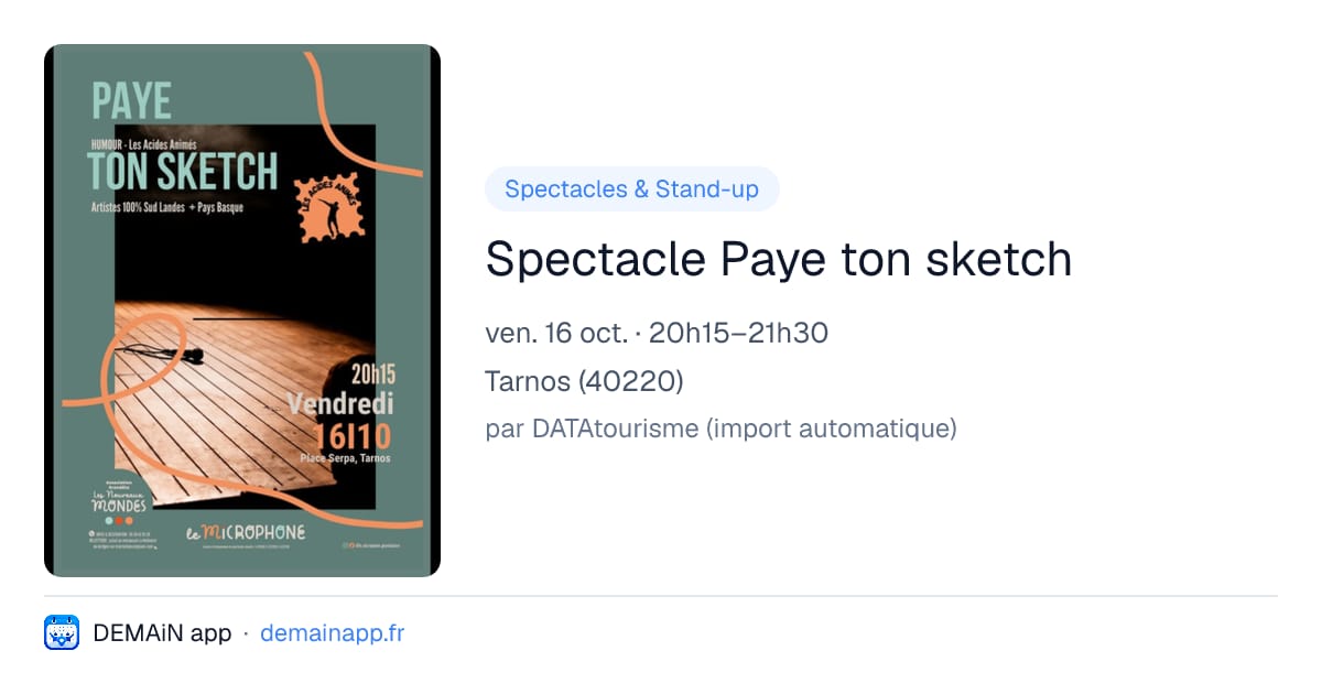 Spectacle Paye ton sketch — Tarnos