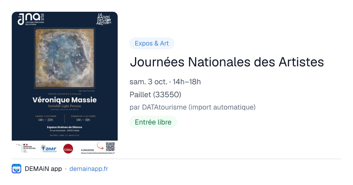 Journées Nationales des Artistes — Paillet