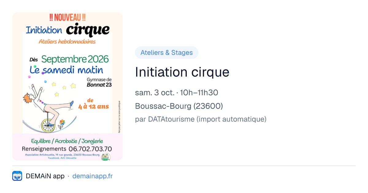 Initiation cirque — Boussac-Bourg