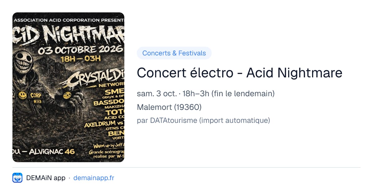 Concert électro - Acid Nightmare — Malemort