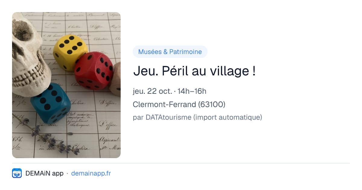 Jeu. Péril au village ! — Clermont-Ferrand