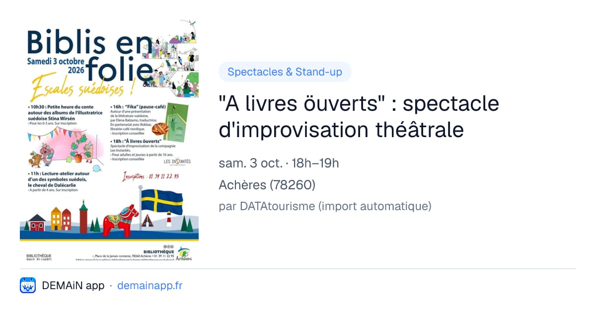"A livres öuverts" : spectacle d'improvisation théâtrale — Achères