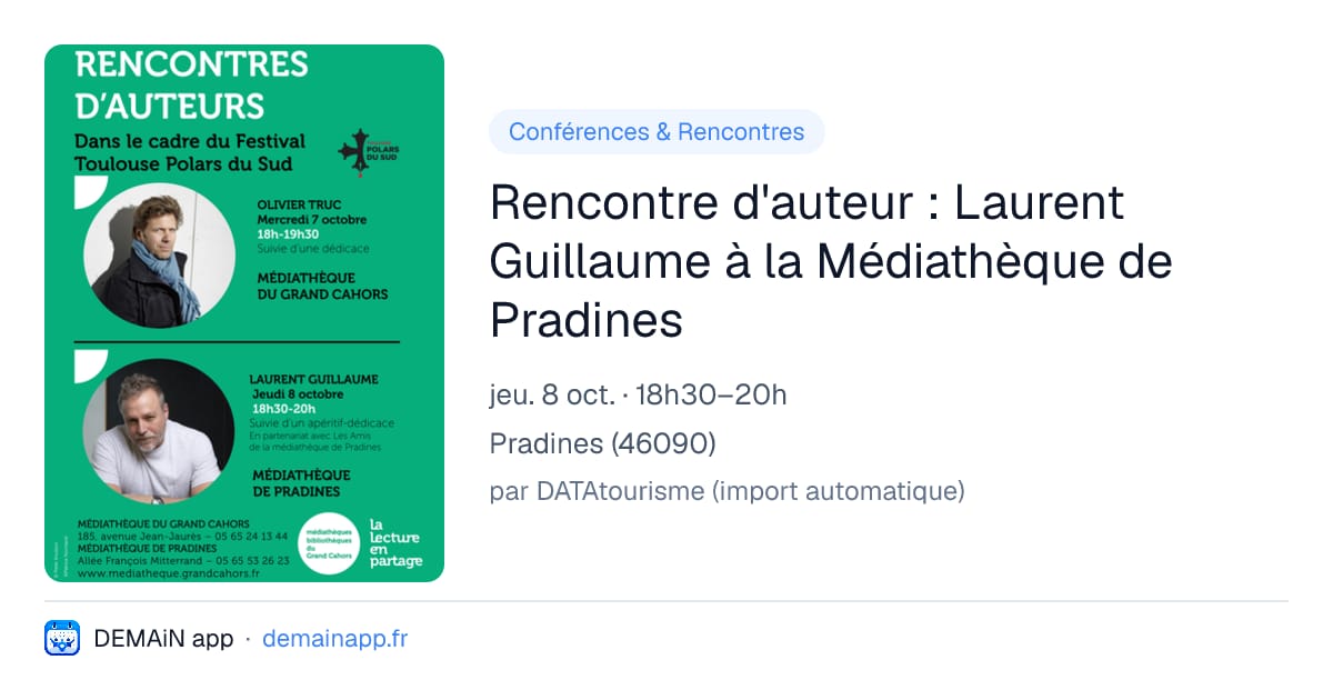 Rencontre d'auteur : Laurent Guillaume à la Médiathèque de Pradines — Pradines