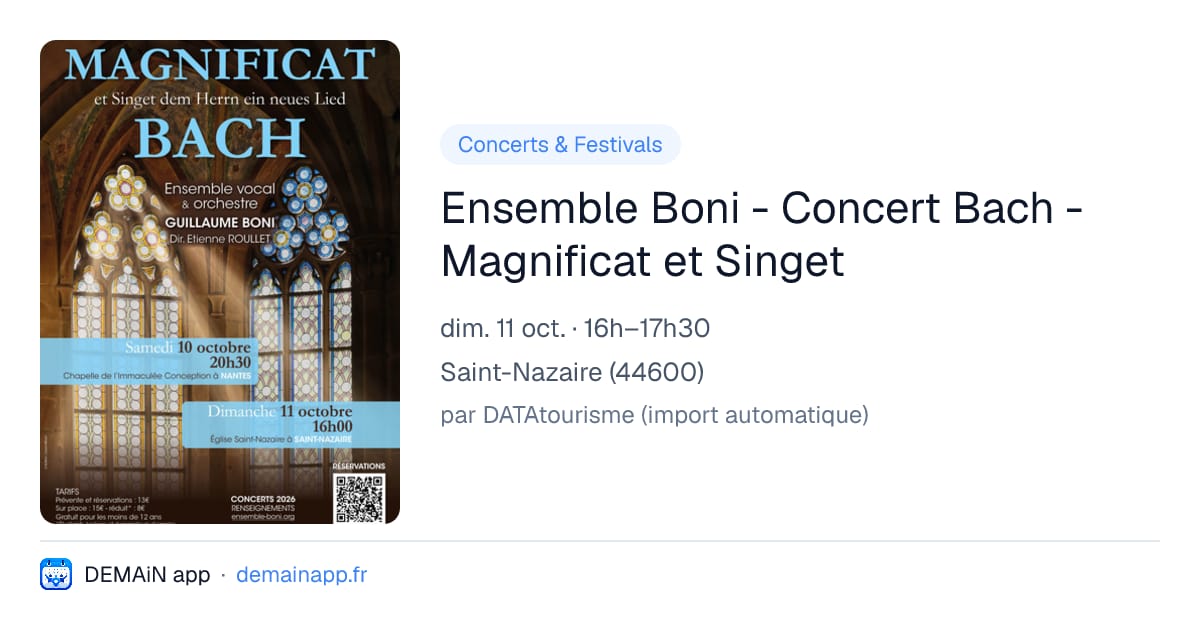 Ensemble Boni - Concert Bach - Magnificat et Singet — Saint-Nazaire