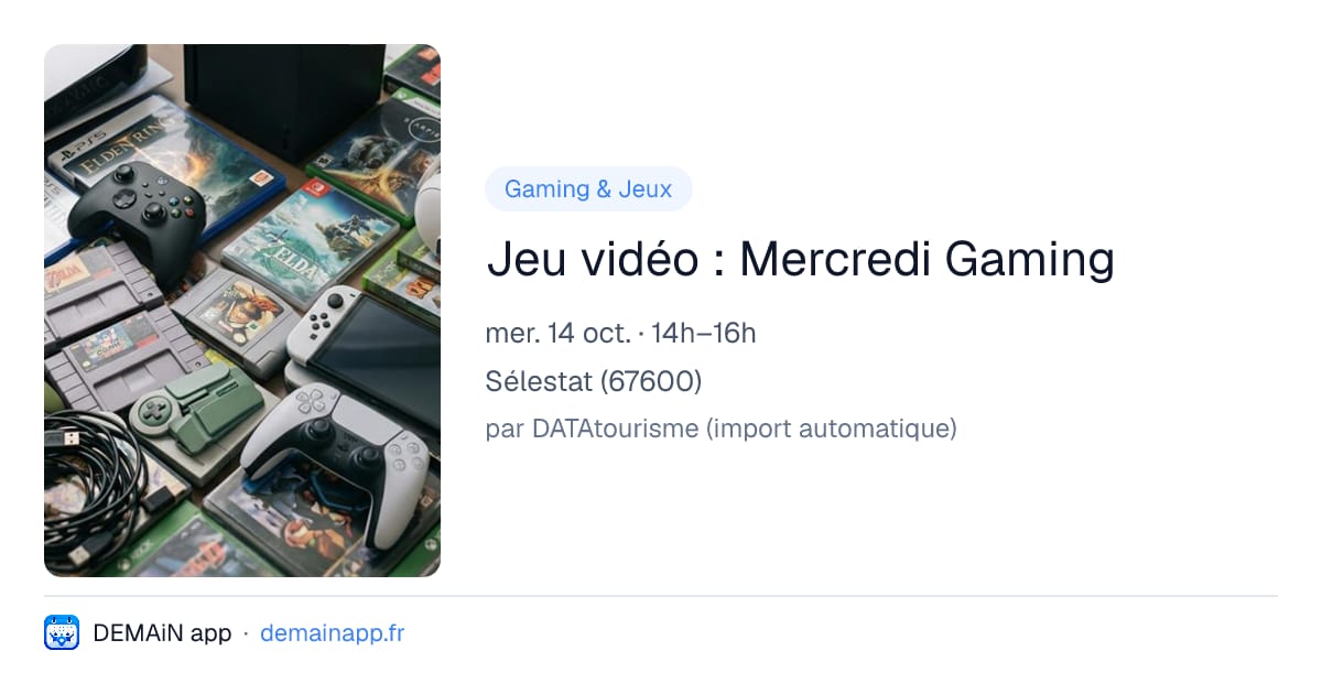 Jeu vidéo : Mercredi Gaming — Sélestat