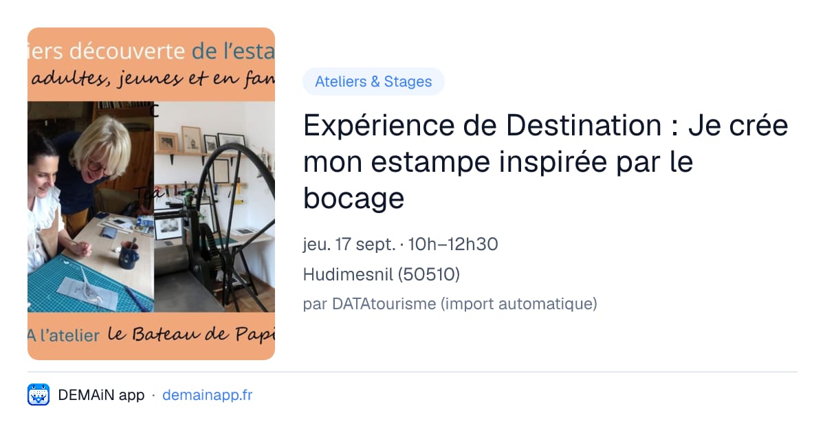Expérience de Destination : Je crée mon estampe inspirée par le bocage — Hudimesnil