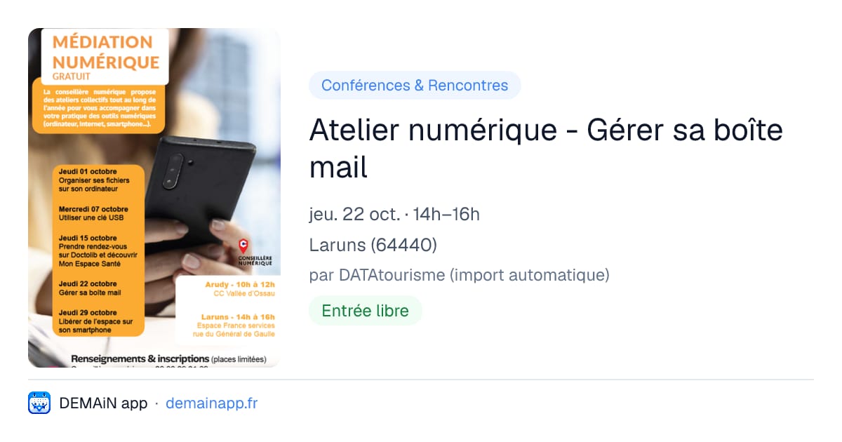 Atelier numérique - Gérer sa boîte mail — Laruns