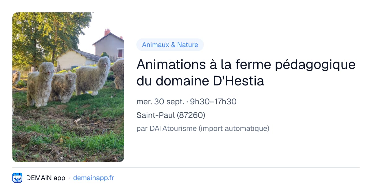 Animations à la ferme pédagogique du domaine D'Hestia — Saint-Paul