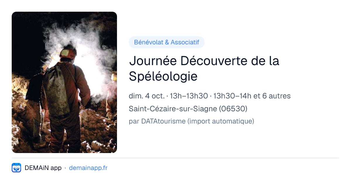 Journée Découverte de la Spéléologie — Saint-Cézaire-sur-Siagne
