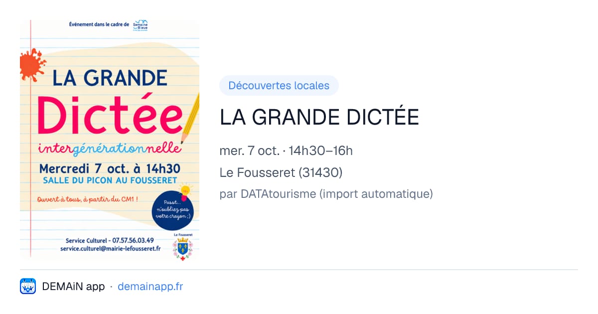 LA GRANDE DICTÉE — Le Fousseret