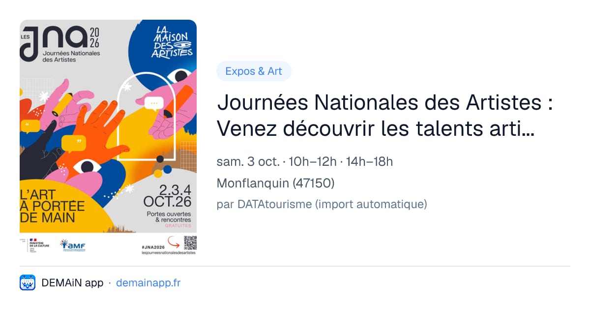 Journées Nationales des Artistes : Venez découvrir les talents artistiques de notre village ! — Monflanquin