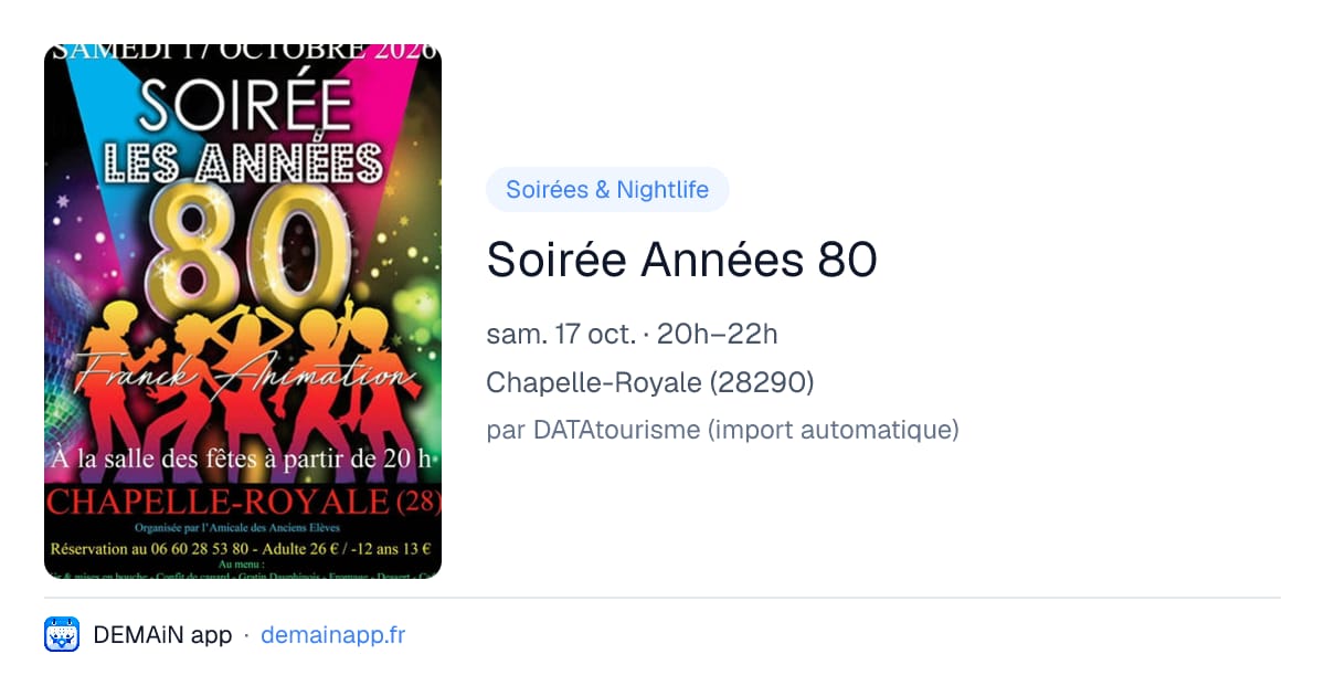 Soirée Années 80 — Chapelle-Royale