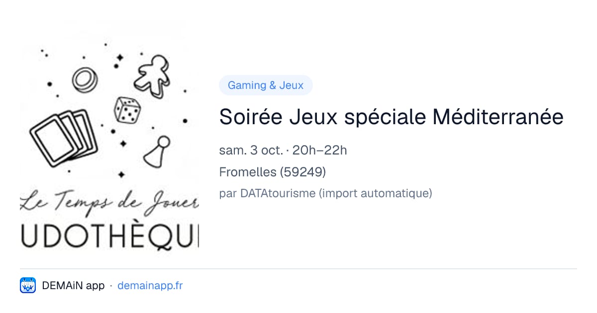 Soirée Jeux spéciale Méditerranée — Fromelles